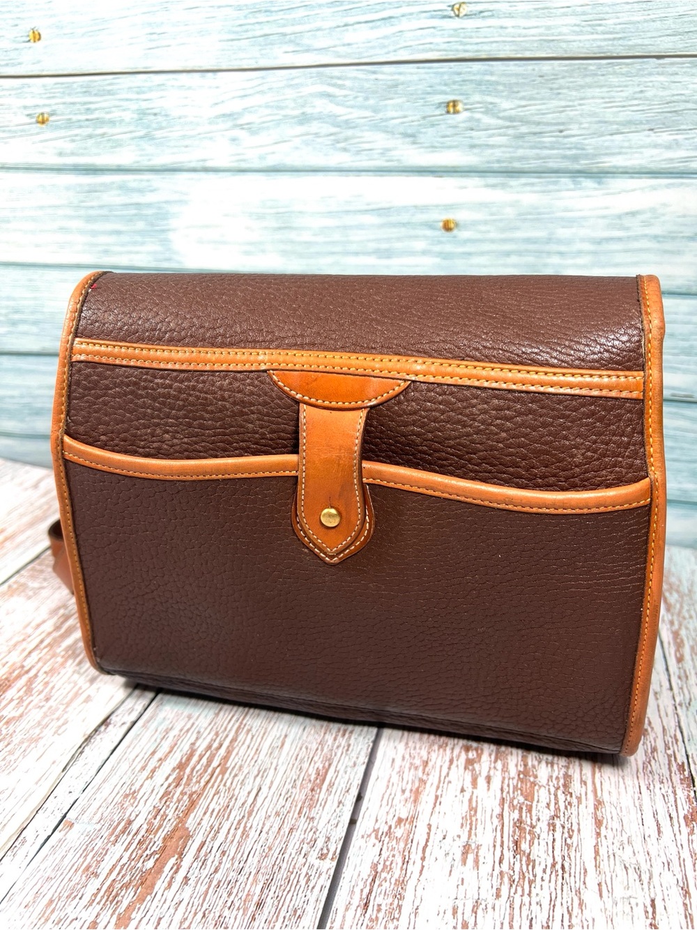 🦆 DOONEY & BOURKE ESSEX AWL PEBBLED BROWN AND BRITISH TAN CROSSBODY VINTAGE - Picture 2 of 16